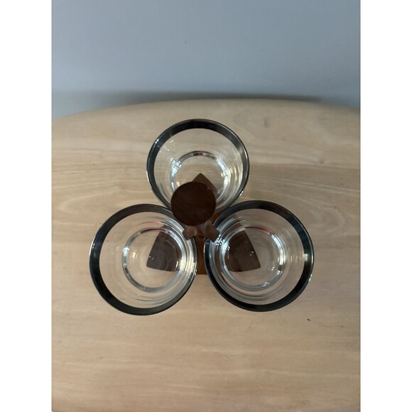 Vintage Libbey 3 Piece Glass Bowl Condiment Set w/ Wood Caddy MCM Mid Century 50 - Picture 13 of 15